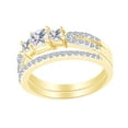 thumbnail image 1 of AFFY White Cubic Zirconia Three Stone Bridal Ring Set 14k Yellow Gold over Silver Ring-9.5, 1 of 1