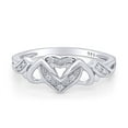 thumbnail image 1 of AFFY 0.03CT White Natural Diamond Triple Heart Promise Ring in 14k White Gold over Silver-8.5, 1 of 6