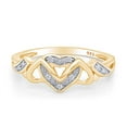 thumbnail image 1 of AFFY 0.03CT White Natural Diamond Triple Heart Promise Ring in 14k Yellow Gold over Silver-5.5, 1 of 6
