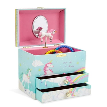 JewelKeeper Unicorn and Rainbow Musical Jewelry Box with 2 Pullout Drawers, The Unicorn Tune
