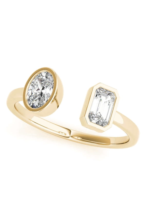 0.5 Carat Oval and Emerald Cut Lab Grown Diamond Graduated Engagement Ring for Women| 14K Gold |F-G Color, VS-SI Clarity | Excellent Choice | 30 Day Free Return