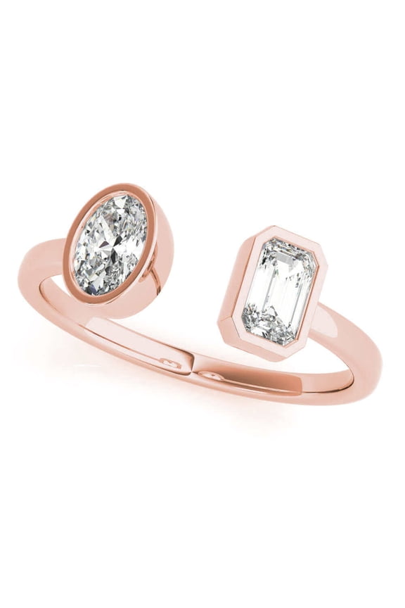 0.5 Carat Oval and Emerald Cut Lab Grown Diamond Graduated Engagement Ring for Women| 14K Gold |F-G Color, VS-SI Clarity | Excellent Choice | 30 Day Free Return