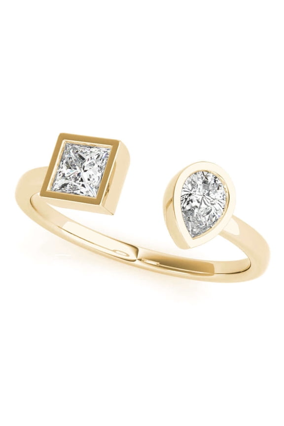 0.5 Carat Princess and Pear Shape Lab Grown Diamond Graduated Engagement Ring for Women| 14K Gold | F-G Color, VS-SI Clarity | Eye Catching Design | 30 Day Free Return