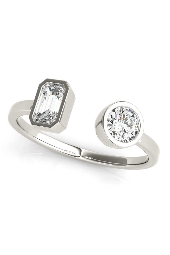 0.5 Carat Round and Emerald Cut Lab Grown Diamond Graduated Engagement Ring for Women| 14K Gold |F-G Color, VS-SI Clarity | Extra Ordinary Design | 30 Day Free Return