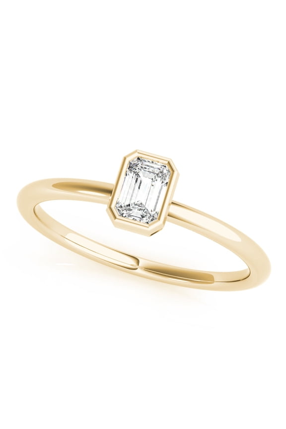 1/3 CT. Certified Emerald Diamond Bezel-Set Solitaire Engagement Ring in 14K Gold H-I / VS2-SI1) / from our Luxury Collection