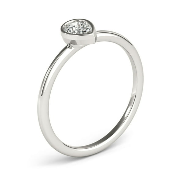 JewelMore 1/3 CT. Certified Pear-Shape Diamond Bezel-Set Solitaire Engagement Ring in 14K Gold H-I / VS2-SI1) / from our Luxury Collection