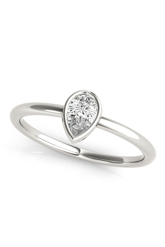 1/3 CT. Certified Pear-Shape Diamond Bezel-Set Solitaire Engagement Ring in 14K Gold H-I / VS2-SI1) / from our Luxury Collection