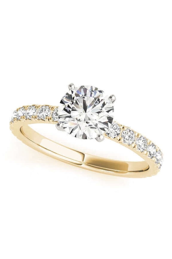 1.5 Carat and 2.5 Carat Round Lab Grown Diamond Graduated Engagement Ring for Women | 14K Gold | F-G Color, VS-SI Clarity | Magnificence Collection | 30 Day Free Return