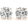 thumbnail image 1 of JewelMore 1/6 Carat - 6 Carat | 14K Rose Gold | Lab Grown Diamond Solitaire Stud Earrings | Round Shape Screw Back Prong Setting |(IGI Certified 1.00 ct & up)| Earrings, 1 of 8