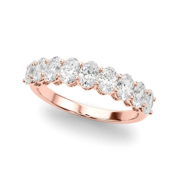 JewelMore 1 Carart & 2 Carart Oval Lab Grown 14K Diamond Nine Stone Anniversary Band for Women (F-G / VS-SI)