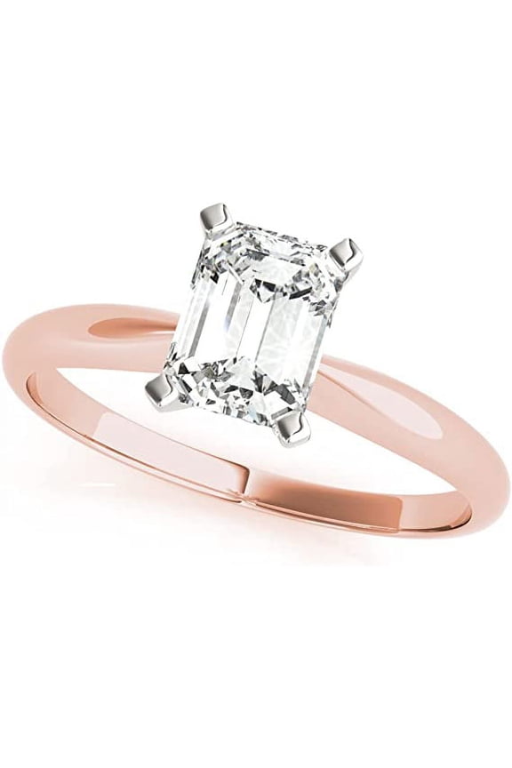 1ct Certified Emerald-Cut Diamond Solitaire Engagement Ring in Gold (H-I/VS2-SI1)
