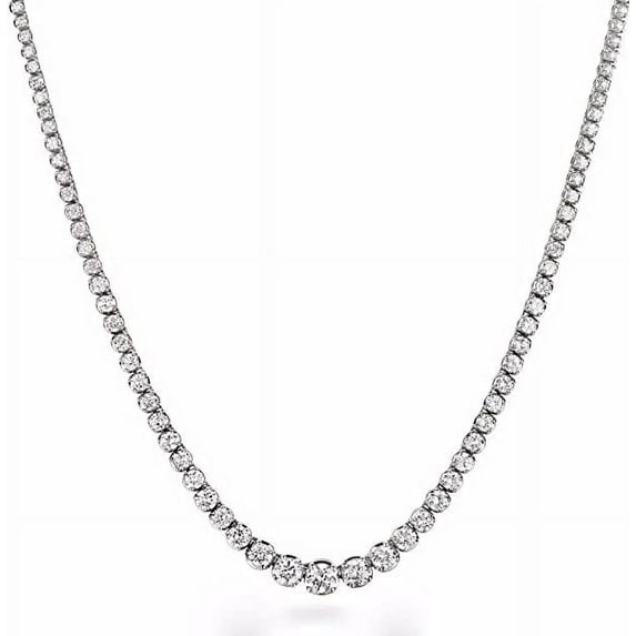 JewelMore 3ct.tw 14k White Gold Diamond Tennis Necklace (3 cttw, K-L Color, I1-I2 Clarity), 17