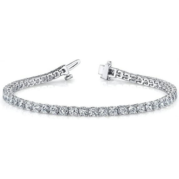 JewelMore Certified Classic Diamond Tennis Bracelet 14K White Gold Luxury Premium Collection (D-E Color VS1-VS2 Clarity)