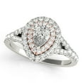 thumbnail image 1 of JewelMore Halo Pear-Shape Diamond Double Engagement Ring 3/4ct.tw H-I/I1-I2 14K, 1 of 6