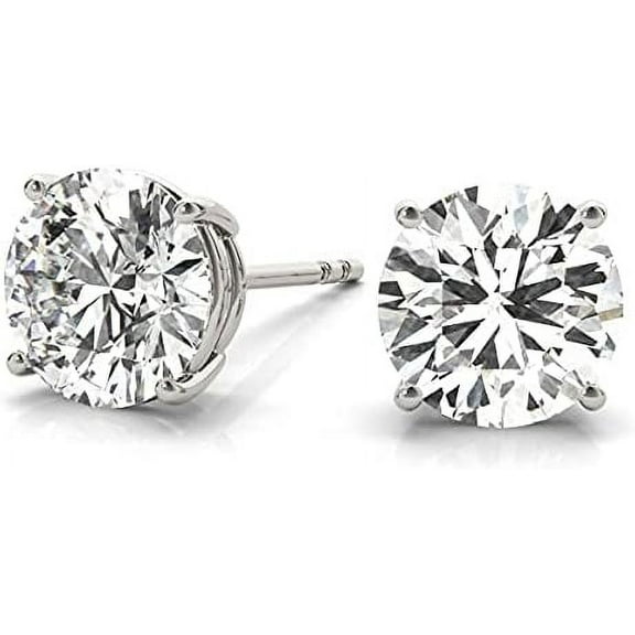 JewelMore LAB-GROWN Diamond 14K Round Cut Diamond Earrings for Women | 4 Prong Push Back Ultra Premium Collection | 1 cttw to 8 cttw Ring H-I Color, VS1-VS2 Clarity