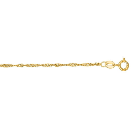 JewelStop 10K 16" Yellow Gold 1.5mm Diamond Cut Singapore Chain with Spring Ring Clasp - 1.28gr.