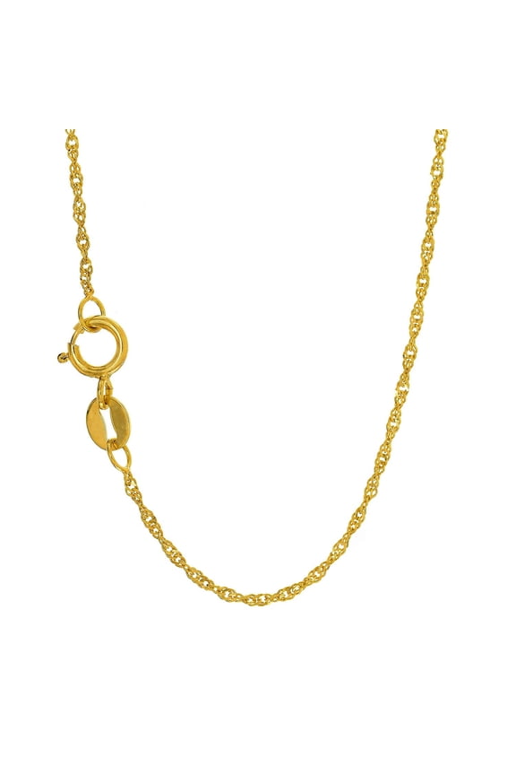 JewelStop 10K 20" Yellow Gold 1.0mm Diamond Cut Singapore Chain with Spring Ring Clasp - 0.99gr.