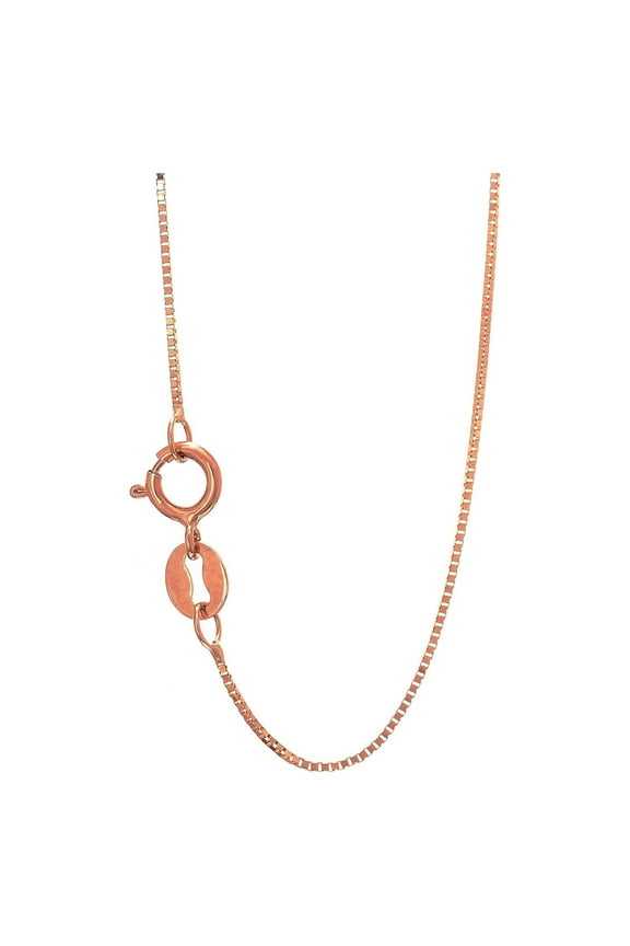 JewelStop 10K Rose Gold 0.45mm Shiny Box Chain Necklace with Spring Ring Clasp- 16" 18" 20"