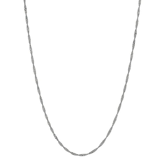 JewelStop 10K Solid White Gold Singapore Pendant Chain (Anklet, or Necklace)
