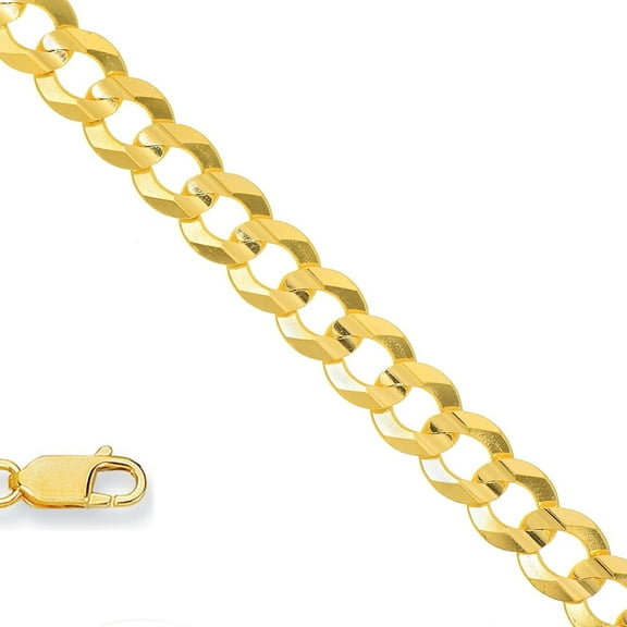 JewelStop 10K Solid Yellow Gold 2.8mm Comfort Curb Chain Necklace with Lobster Claw Clasp- 16", 18", 20"