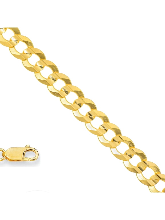 JewelStop 10K Solid Yellow Gold 2.8mm Comfort Curb Chain Necklace with Lobster Claw Clasp- 16", 18", 20"