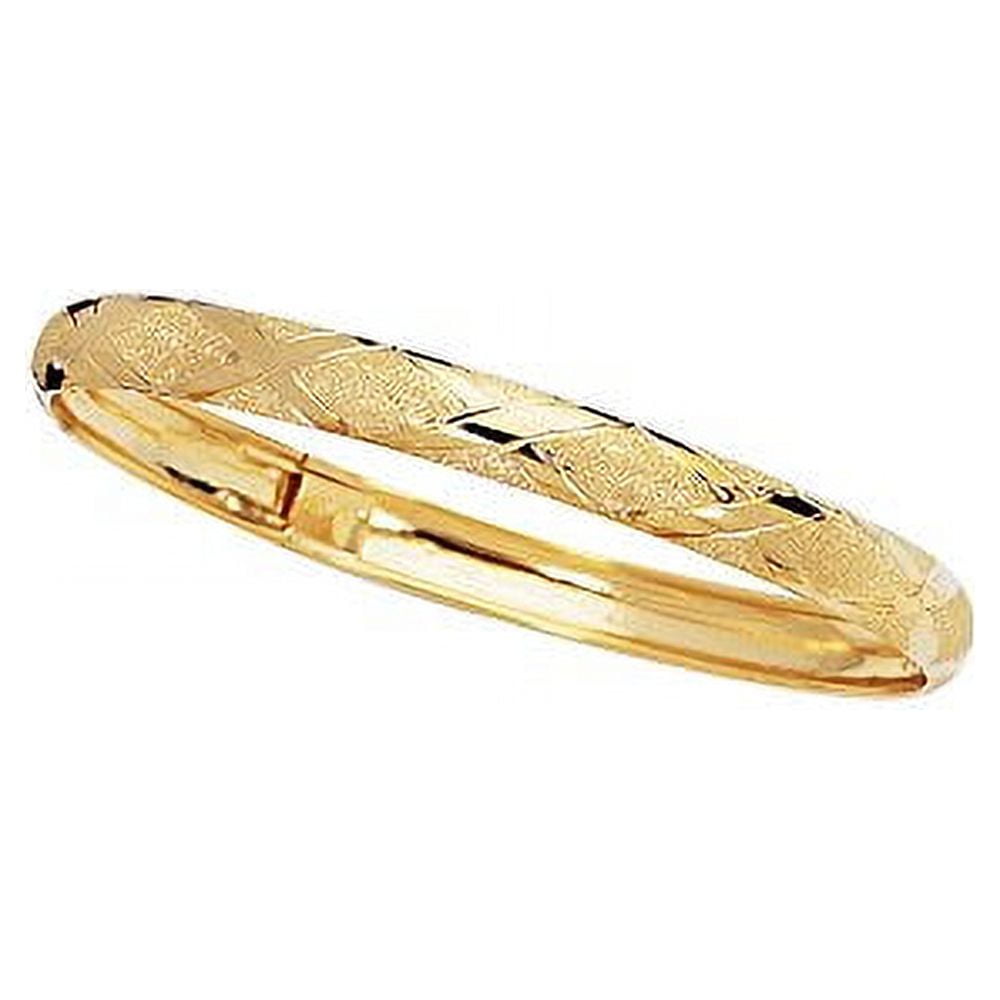 JEWELSTOP DESIGNER JEWELRY FOR LESS JewelStop 10K Yellow Gold 6mm Shiny Diamond Shape Laser Cut Pattern Bangle - 7 Inches, 4.4gr.