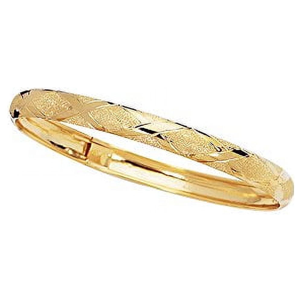 JEWELSTOP DESIGNER JEWELRY FOR LESS JewelStop 10K Yellow Gold 6mm Shiny Diamond Shape Laser Cut Pattern Bangle - 8 Inches, 4.9gr.