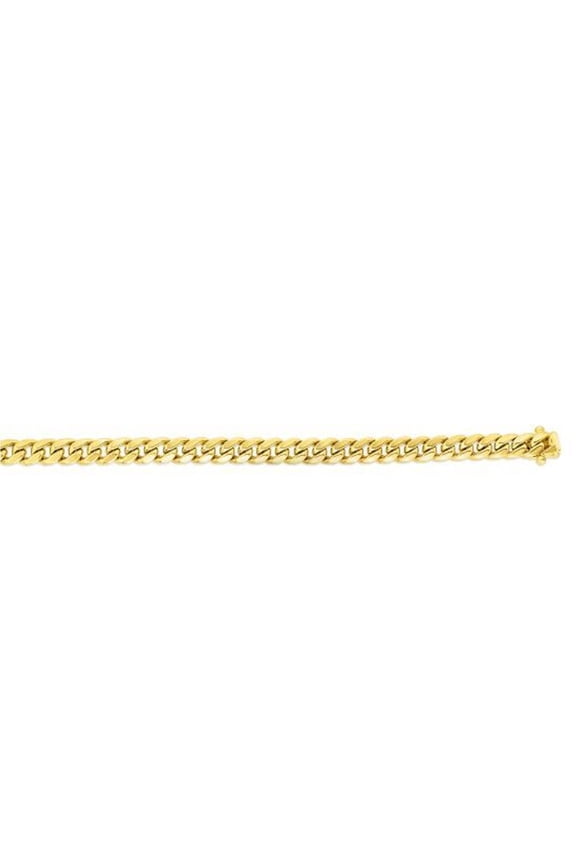 JewelStop 10K Yellow Gold 7.2mm Semi-Solid Classic Miami Cuban Chain with Polished Finish and Box Lock - 26in