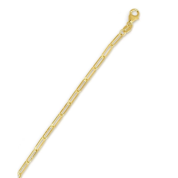 JewelStop 10K Yellow Gold Polished Finish 2.5mm Paperclip Chain Bracelet with Lobster Lock - 7"