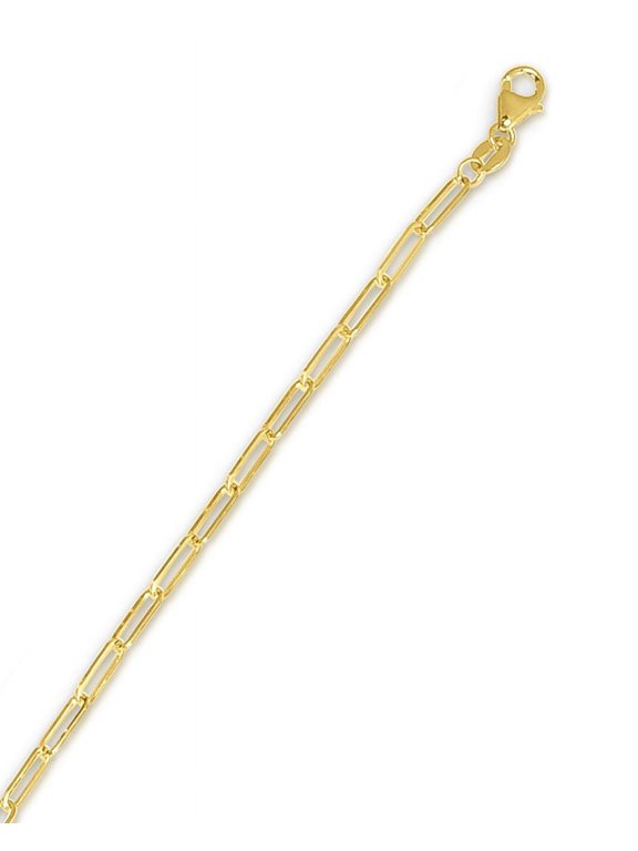 JewelStop 10K Yellow Gold Polished Finish 2.5mm Paperclip Chain Bracelet with Lobster Lock - 7"