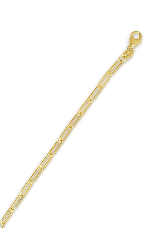 JewelStop 10K Yellow Gold Polished Finish 2.5mm Paperclip Chain Bracelet with Lobster Lock - 7"