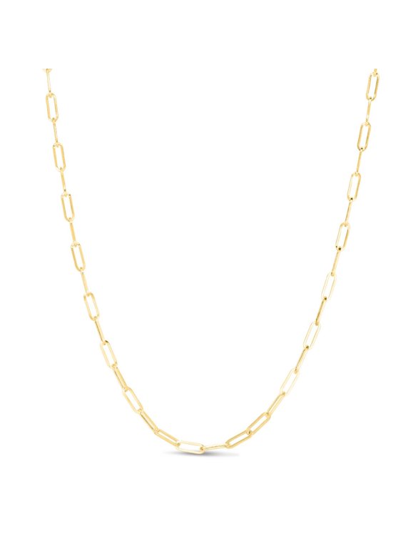 JewelStop 10K Yellow Gold Polished Finish 3.2mm Paperclip Chain Bracelet with Lobster Clasp - 7.5"