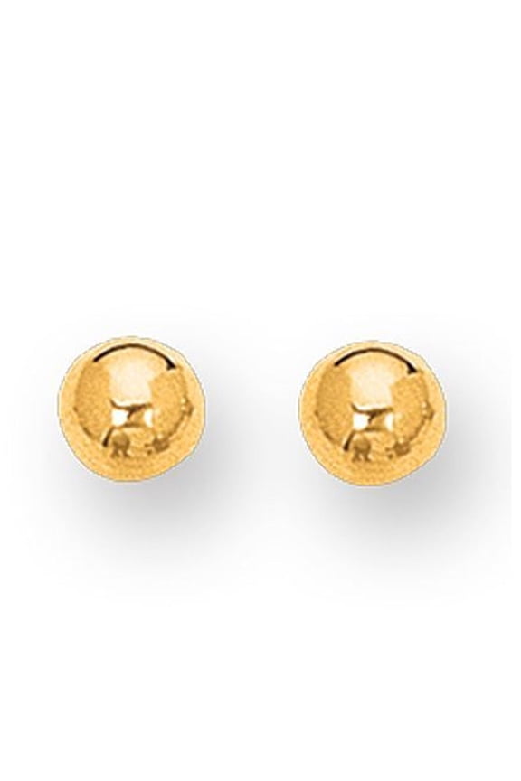 JewelStop 10K Yellow Gold Polished Finish 6mm Ball Stud Earrings with Push Back Clasp