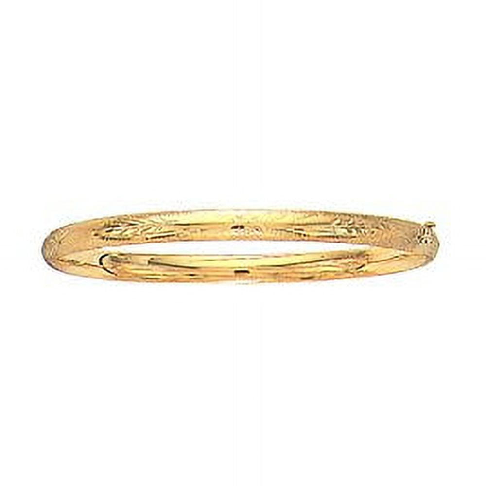 JewelStop 10K Yellow Gold Shiny High Dome Flex Florentine Bangle - 7 Inches, 4.2gr.
