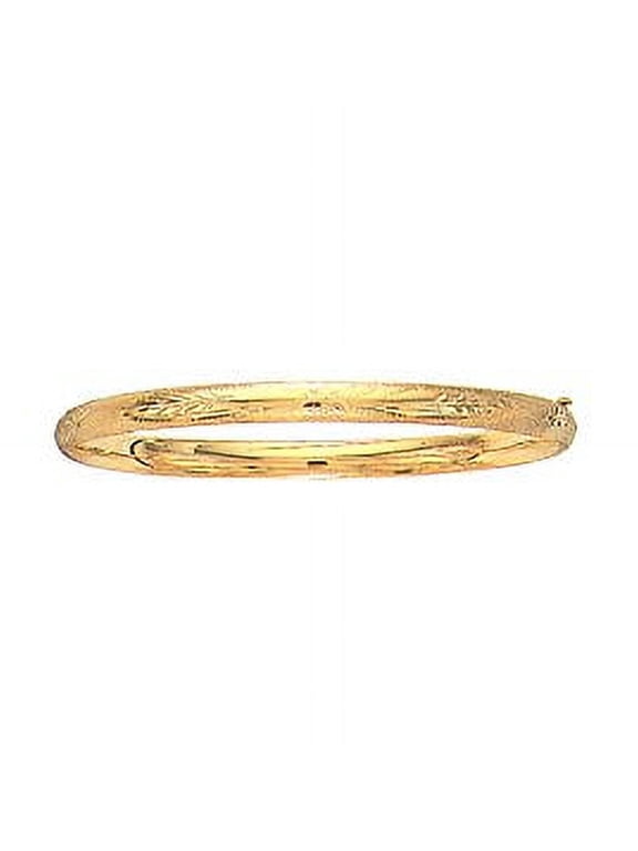 JewelStop 10K Yellow Gold Shiny High Dome Flex Florentine Bangle - 7 Inches, 4.2gr.