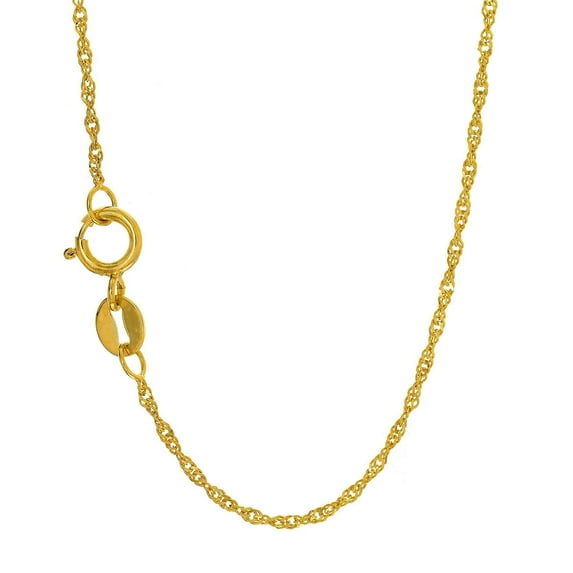 JewelStop 10k 18" Yellow Gold 1.5mm Diamond Cut Singapore Chain with Spring Ring Clasp - 1.42gr.