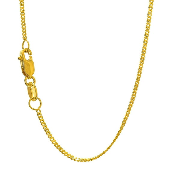 JewelStop 10k Solid Gold Yellow or White 1 mm Gourmette Curb Chain Necklace 16" 18" 20" 24" Lobster Claw Clasp - 1.37gr.