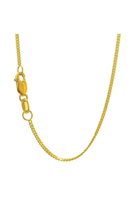 JewelStop 10k Solid Gold Yellow or White 1 mm Gourmette Curb Chain Necklace 16" 18" 20" 24" Lobster Claw Clasp - 1.37gr.