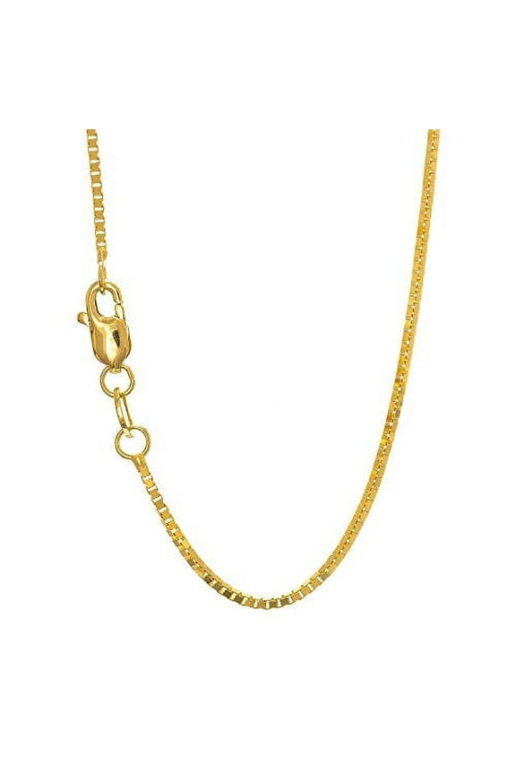 JewelStop 10k Solid Yellow Gold 0.45mm Dainty Thin Box Chain Necklace, Lobster Claw - 18 Inches