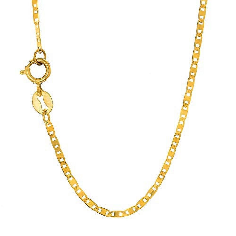 JewelStop 10k Solid Yellow Gold 1.2 mm Mariner Chain Anklet, Spring Ring Clasp - 10 Inches
