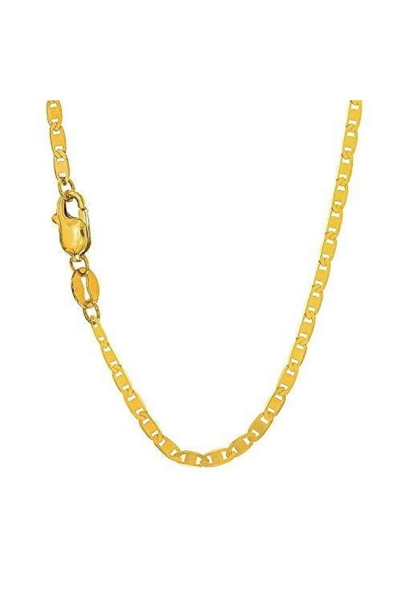 JewelStop 10k Solid Yellow Gold 1.7 mm Mariner Chain Anklet, Lobster Claw Clasp - 10 Inches, 1.2gr.