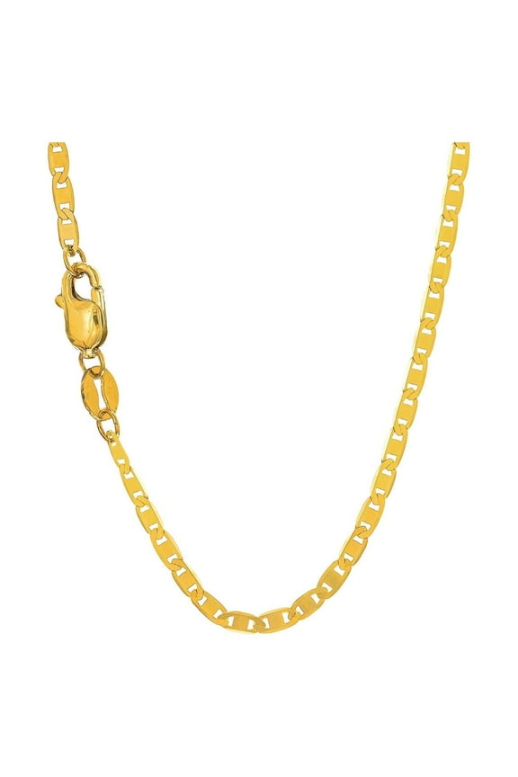 JewelStop 10k Solid Yellow Gold 1.7mm Mariner Chain Necklace, Lobster Claw -18"