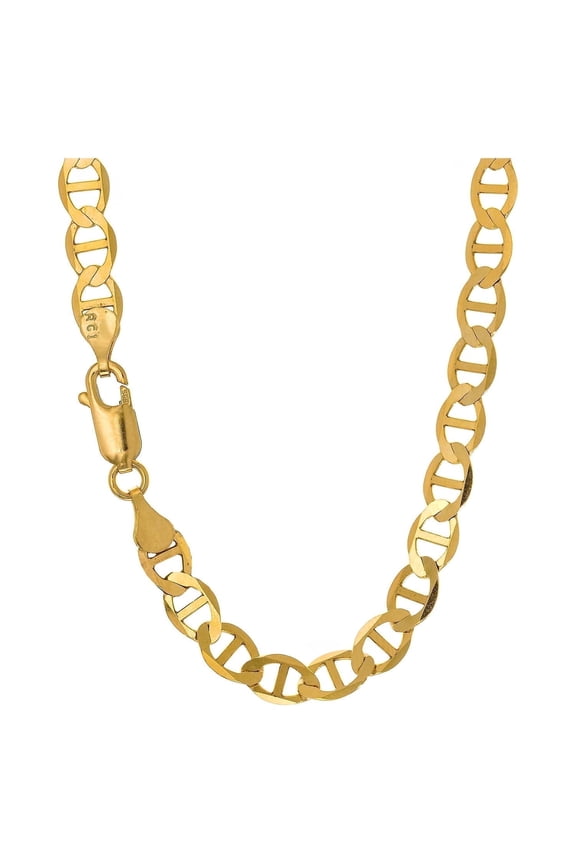 JewelStop 10k Solid Yellow Gold 3.2mm Mariner Chain Necklace- 18"