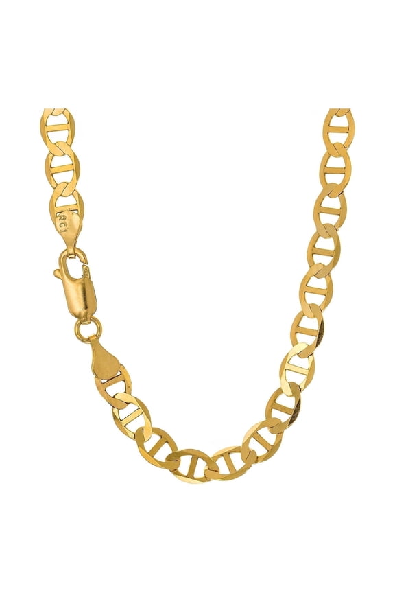 JewelStop 10k Solid Yellow Gold 3.2mm Mariner Chain Necklace, Lobster Claw - 16"