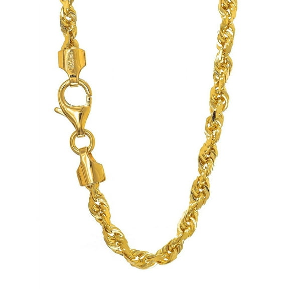 JewelStop 10k Solid Yellow Gold 3 mm Diamond-Cut Rope Chain Necklace 18" 20" 22" 24" 30 Lobster Claw - 9.61gr.