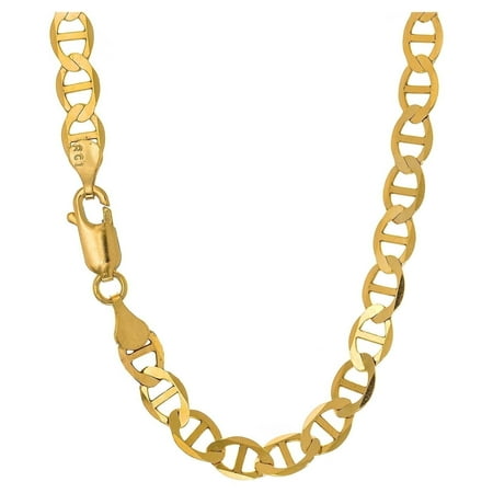 JewelStop 10k Solid Yellow Gold 5.5mm Mariner Chain Necklace, Lobster Claw -24"