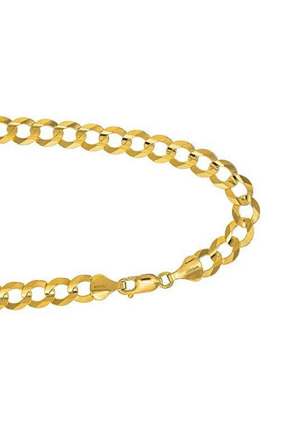 JewelStop 10k Solid Yellow Gold 5.7 mm Comfort Curb Chain Bracelet, Lobster Claw Clasp- 8.5 Inches, 6.7gr.