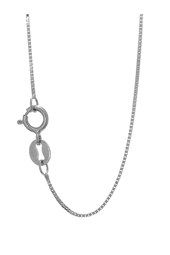 JewelStop 10k White Gold 0.45mm Shiny Box Chain Necklace with Spring Ring Clasp- 16" 18" 20"