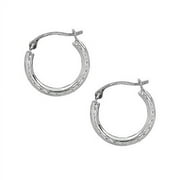 JewelStop 10k White Gold Tubular Hoop Round Hoop Fancy Earrings