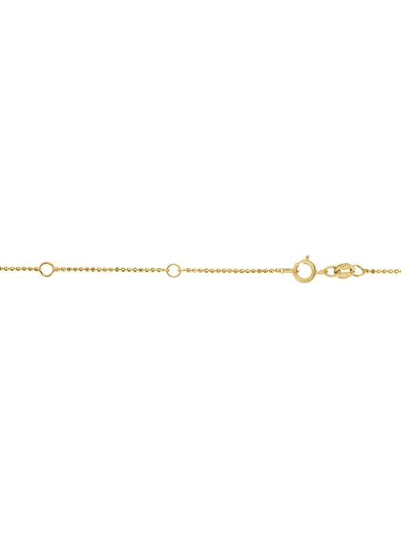 JewelStop 10k Yellow Gold Diamond Cut/ Textured Finish .9mm Double Extendable Bead Chain, Spring Ring Clasp - 18" Total length, jump ring at 16" and 17".